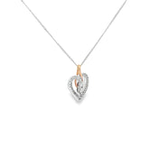 14K TWO TONE COLOR .25CT H SI1  ROUND DIAMOND HEART PENDANT